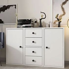 BK Concept Beyaz 97 cm ÇA-D-1039-Ç Kapaklı Çekmeceli Çok Amaçlı Dolap