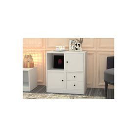 BK Concept Beyaz ŞFN-1005-Ç Raflı Dolaplı Çekmeceli Şifonyer
