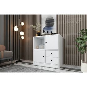 BK Concept Beyaz ŞFN-1005-Ç Raflı Dolaplı Çekmeceli Şifonyer