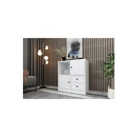 BK Concept Beyaz ŞFN-1005-Ç Raflı Dolaplı Çekmeceli Şifonyer