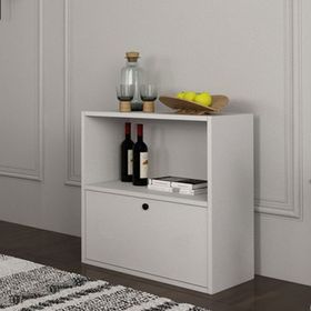 BK Concept ÇA-D-1046-Ç Beyaz 65 cm Düşer Kapaklı Raflı Çok Amaçlı Dolap