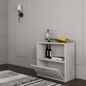 BK Concept ÇA-D-1046-Ç Beyaz 65 cm Düşer Kapaklı Raflı Çok Amaçlı Dolap