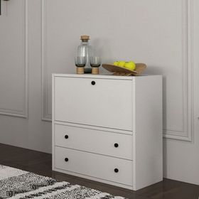 BK Concept ÇA-D-1048-Ç Beyaz 65 cm Düşer Kapaklı Çekmeceli Çok Amaçlı Dolap