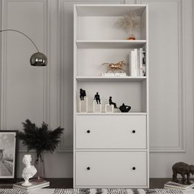BK Concept ÇA-D-1061-Ç Beyaz 65 cm Düşer Kapaklı Raflı Çok Amaçlı Dolap