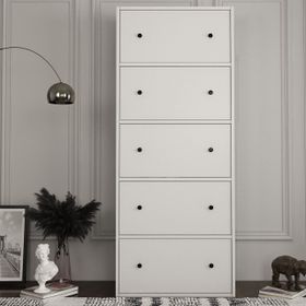 BK Concept ÇA-D-1064-Ç Beyaz 65 cm Düşer Kapaklı Raflı Çok Amaçlı Dolap