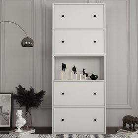 BK Concept ÇA-D-1065-Ç Beyaz 65 cm Düşer Kapaklı Raflı Çok Amaçlı Dolap