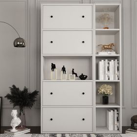 BK Concept ÇA-D-1082-Ç Beyaz 100 cm Düşer Kapaklı Raflı Çok Amaçlı Dolap
