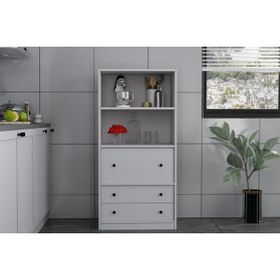 BK Concept ÇA-D-1151-Ç 65,4 cm Çıtasız Çekmeceli Kapaklı Raflı Beyaz Çok Amaçlı Dolap