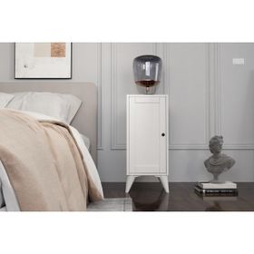 BK Concept Çıtalı KMD-1063 Raflı Kapaklı Ayaklı Beyaz Komidin
