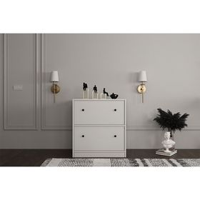 BK Concept Çıtasız AYK-1052-Ç Düşer İki Kapaklı Raflı Beyaz Ayakkabılık