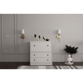 BK Concept Çıtasız AYK-1053-Ç Düşer Kapaklı İki Çekmeceli Raflı Beyaz Ayakkabılık