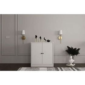 BK Concept Çıtasız AYK-1055-Ç İki Kapaklı Raflı Beyaz Ayakkabılık