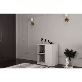 BK Concept Çıtasız AYK-1055-Ç İki Kapaklı Raflı Beyaz Ayakkabılık