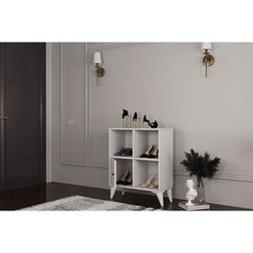 BK Concept Çıtasız AYK-1073-Ç Ayaklı Kapaklı Raflı Beyaz Ayakkabılık