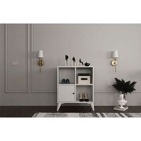 BK Concept Çıtasız AYK-1073-Ç Ayaklı Kapaklı Raflı Beyaz Ayakkabılık