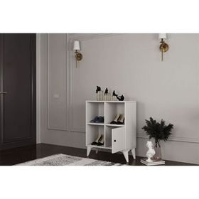 BK Concept Çıtasız AYK-1074-Ç Ayaklı Kapaklı Raflı Beyaz Ayakkabılık