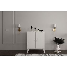 BK Concept Çıtasız AYK-1077-Ç Ayaklı İki Kapaklı Raflı Beyaz Ayakkabılık