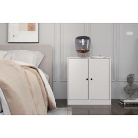 BK Concept Çıtasız KMD-1029-Ç Raflı İki Kapaklı Beyaz Komidin