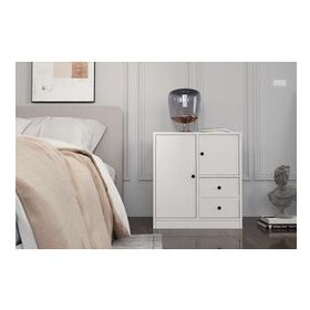 BK Concept Çıtasız KMD-1030-Ç Raflı İki Kapaklı İki Çekmeceli Beyaz Komidin