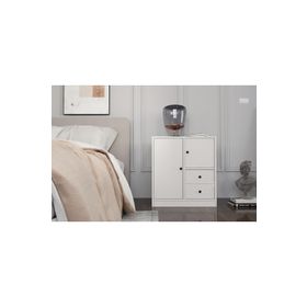 BK Concept Çıtasız KMD-1030-Ç Raflı İki Kapaklı İki Çekmeceli Beyaz Komidin