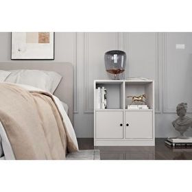 BK Concept Çıtasız KMD-1031-Ç Raflı İki Kapaklı Beyaz Komidin