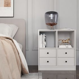 BK Concept Çıtasız KMD-1032-Ç Raflı Dört Çekmeceli Beyaz Komidin