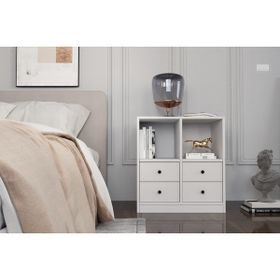 BK Concept Çıtasız KMD-1032-Ç Raflı Dört Çekmeceli Beyaz Komidin