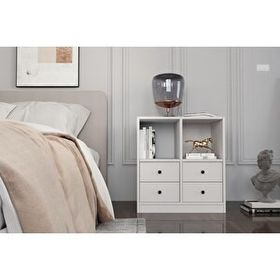 BK Concept Çıtasız KMD-1032-Ç Raflı Dört Çekmeceli Beyaz Komidin