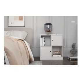BK Concept Çıtasız KMD-1033-Ç Raflı İki Kapaklı Beyaz Komidin