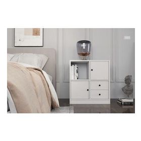 BK Concept Çıtasız KMD-1034-Ç Raflı İki Kapaklı İki Çekmeceli Beyaz Komidin