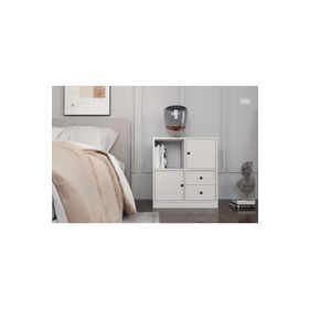 BK Concept Çıtasız KMD-1034-Ç Raflı İki Kapaklı İki Çekmeceli Beyaz Komidin