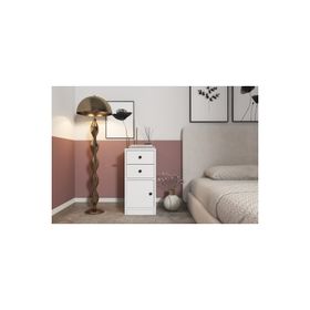 BK Concept Çıtasız KMD-1038-Ç Raflı Kapaklı İki Çekmeceli Beyaz Komidin