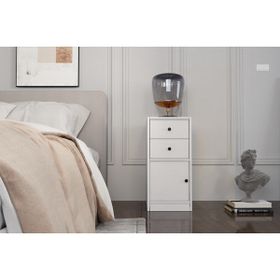 BK Concept Çıtasız KMD-1038-Ç Raflı Kapaklı İki Çekmeceli Beyaz Komidin