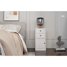 BK Concept Çıtasız KMD-1038-Ç Raflı Kapaklı İki Çekmeceli Beyaz Komidin