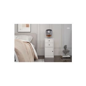 BK Concept Çıtasız KMD-1038-Ç Raflı Kapaklı İki Çekmeceli Beyaz Komidin