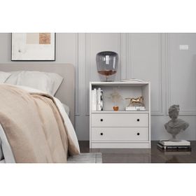BK Concept Çıtasız KMD-1042-Ç Raflı İki Çekmeceli Beyaz Komidin