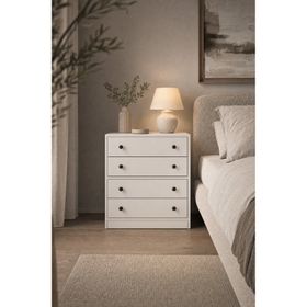 BK Concept Çıtasız KMD-1046-Ç Dört Çekmeceli Beyaz Komidin