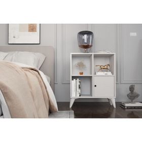 BK Concept Çıtasız KMD-1051-Ç Ayaklı Raflı Kapaklı Beyaz Komidin