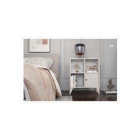 BK Concept Çıtasız KMD-1051-Ç Ayaklı Raflı Kapaklı Beyaz Komidin