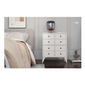 BK Concept Çıtasız KMD-1057-Ç Ayaklı Sekiz Çekmeceli Beyaz Komidin