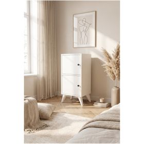BK Concept Çıtasız KMD-1064-Ç 2 Kapaklı Ayaklı Beyaz Komidin