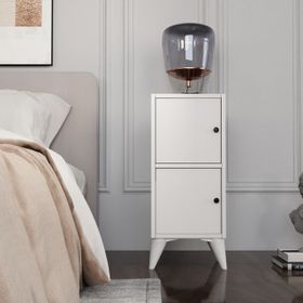 BK Concept Çıtasız KMD-1064-Ç 2 Kapaklı Ayaklı Beyaz Komidin