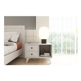 BK Concept Çıtasız KMD-1066-Ç Raflı 2 Çekmeceli Ayaklı Beyaz Komidin