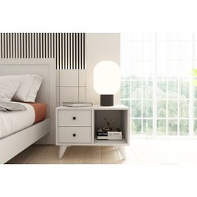 BK Concept Çıtasız KMD-1066-Ç Raflı 2 Çekmeceli Ayaklı Beyaz Komidin