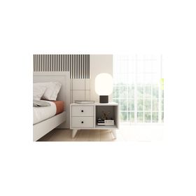 BK Concept Çıtasız KMD-1066-Ç Raflı 2 Çekmeceli Ayaklı Beyaz Komidin