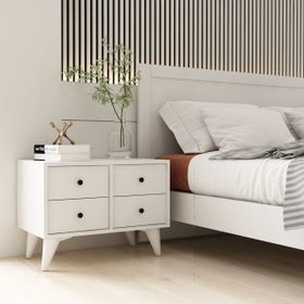 BK Concept Çıtasız KMD-1067-Ç 4 Çekmeceli Ayaklı Beyaz Komodin