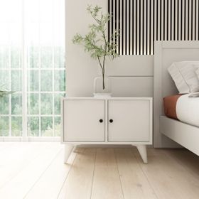 BK Concept Çıtasız KMD-1070-Ç 2 Kapaklı Ayaklı Beyaz Komidin