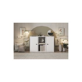 BK Concept Çıtasız KNS-1158-Ç İki Kapaklı Raflı Beyaz Konsol