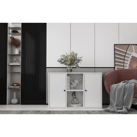 BK Concept Çıtasız KNS-1158-Ç İki Kapaklı Raflı Beyaz Konsol