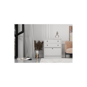 BK Concept Çıtasız ŞFN-1044-Ç İki Çekmeceli Kapaklı Beyaz Şifonyer